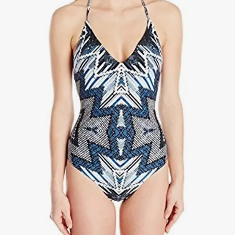 NEW Red Carter Women's Indigo Blues Lace Up One Piece Swimsuit - Picture 4 of 8